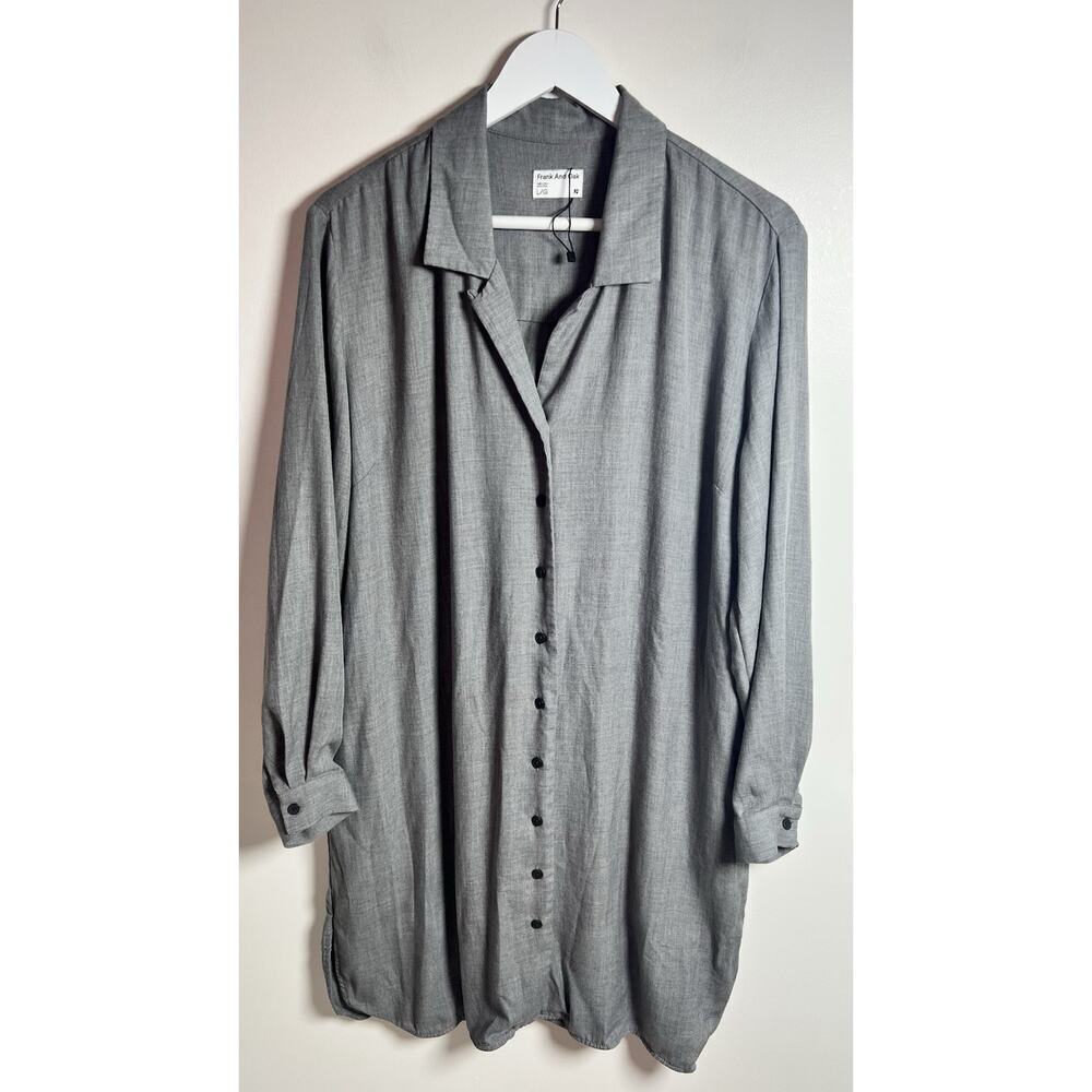 Frank And Oak Size Large Minimalist Black Chambray Career Button Up Shirt Dress